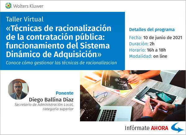 Taller virtual: Técnicas de racionalización de la contratación pública: funcionamiento del Sistema Dinámico de Adquisición